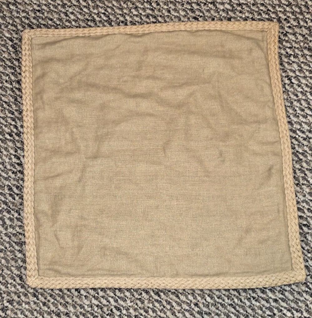 Pottery Barn Yellow Linen Pillow Cover 20x20 Braided Jute Trim Square Sham